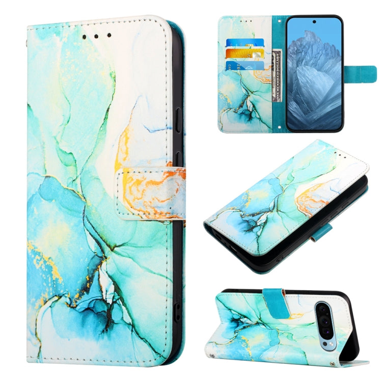 For Google Pixel 9 PT003 Marble Pattern Flip Leather Phone Case(Green) - Google Cases by PMC Jewellery | Online Shopping South Africa | PMC Jewellery | Buy Now Pay Later Mobicred