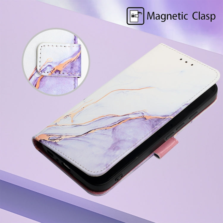 For Google Pixel 9 Pro PT003 Marble Pattern Flip Leather Phone Case(White Purple) - Google Cases by PMC TechLife | Online Shopping South Africa | PMC TechLife | Buy Now Pay Later Mobicred