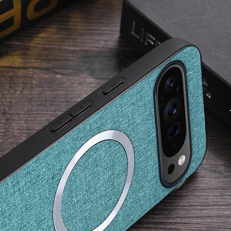 For Google Pixel 9 CD Magnetic Ring Cloth Texture PU Phone Case(Blue) - Google Cases by PMC TechLife | Online Shopping South Africa | PMC TechLife | Buy Now Pay Later Mobicred