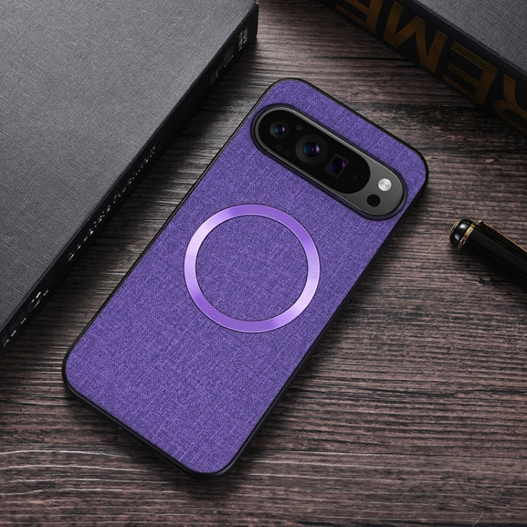 For Google Pixel 9 Pro CD Magnetic Ring Cloth Texture PU Phone Case(Purple) - Google Cases by PMC TechLife | Online Shopping South Africa | PMC TechLife | Buy Now Pay Later Mobicred