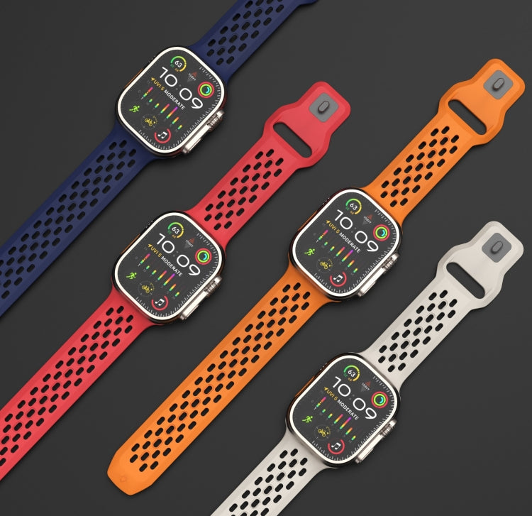 For Apple Watch 42mm Oval Holes Fluororubber Watch Band(Midnight Blue) - free shipping - PMC TechLife - Order now!