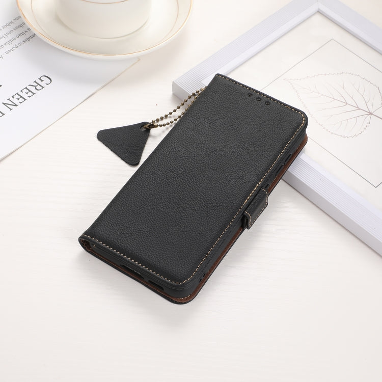 For OnePlus CE4 Lite Side-Magnetic TJ Genuine Leather RFID Phone Case(Black) - OnePlus Cases by PMC TechLife | Online Shopping South Africa | PMC TechLife | Buy Now Pay Later Mobicred