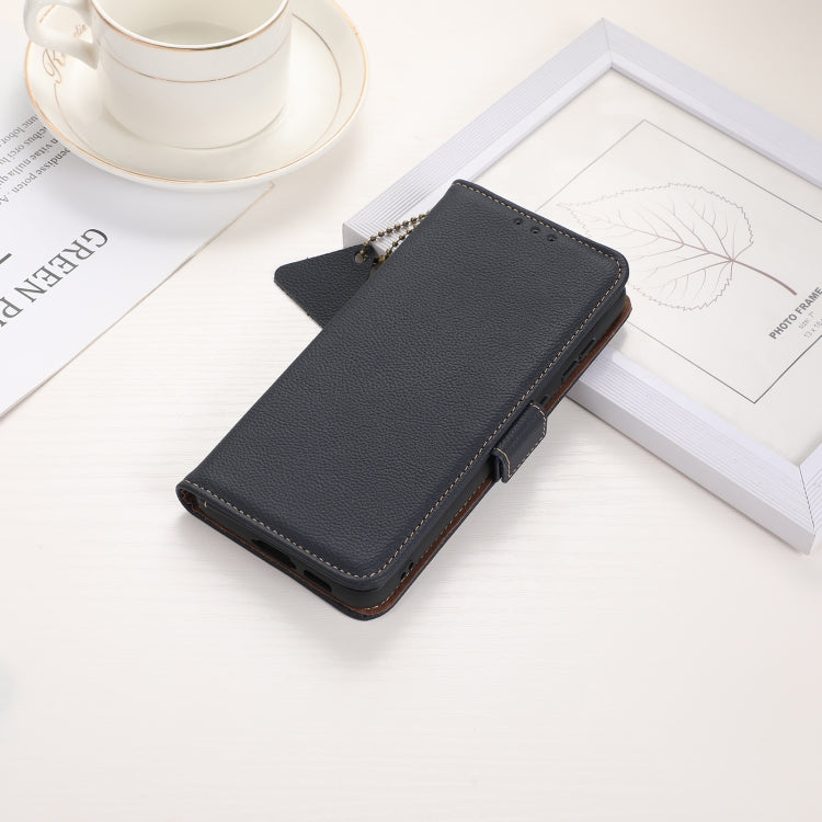 For OnePlus CE4 Lite Side-Magnetic TJ Genuine Leather RFID Phone Case(Blue) - OnePlus Cases by PMC TechLife | Online Shopping South Africa | PMC TechLife | Buy Now Pay Later Mobicred