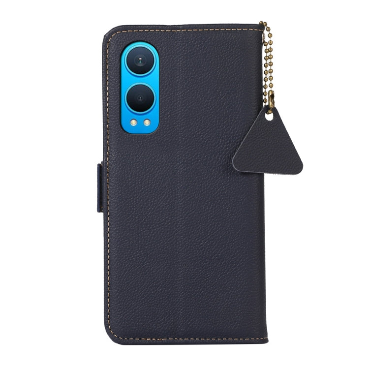 For OnePlus CE4 Lite Side-Magnetic TJ Genuine Leather RFID Phone Case(Blue) - OnePlus Cases by PMC TechLife | Online Shopping South Africa | PMC TechLife | Buy Now Pay Later Mobicred
