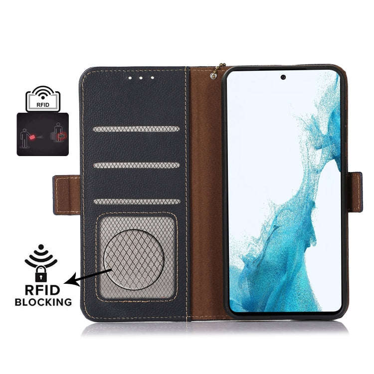 For OnePlus CE4 Lite Side-Magnetic TJ Genuine Leather RFID Phone Case(Blue) - OnePlus Cases by PMC TechLife | Online Shopping South Africa | PMC TechLife | Buy Now Pay Later Mobicred