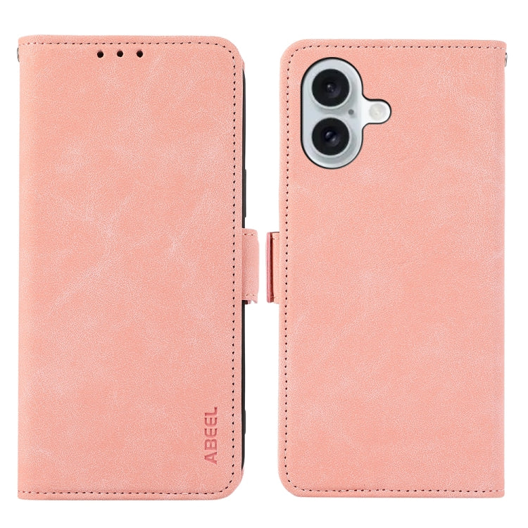 For iPhone 16 Plus ABEEL Frosted Magnetic RFID Leather Phone Case(Pink) - iPhone 16 Plus Cases by PMC Jewellery | Online Shopping South Africa | PMC Jewellery | Buy Now Pay Later Mobicred