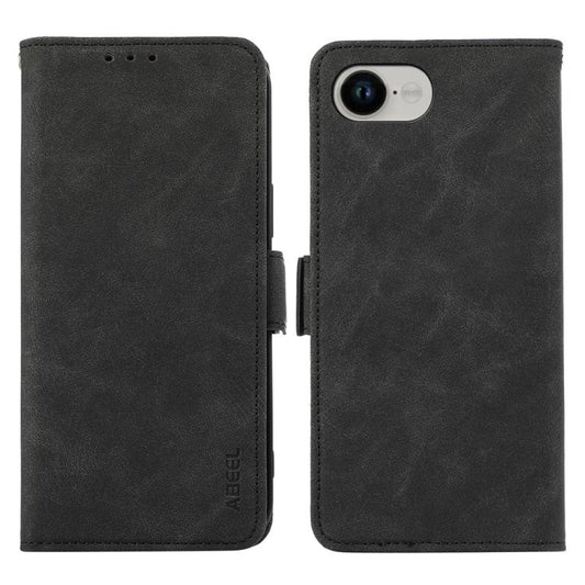 For iPhone 16e ABEEL Frosted Magnetic RFID Leather Phone Case(Black) - iPhone 16e Cases by PMC Jewellery | Online Shopping South Africa | PMC Jewellery | Buy Now Pay Later Mobicred