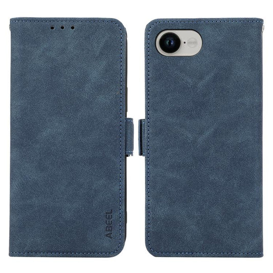 For iPhone 16e ABEEL Frosted Magnetic RFID Leather Phone Case(Blue) - iPhone 16e Cases by PMC Jewellery | Online Shopping South Africa | PMC Jewellery | Buy Now Pay Later Mobicred