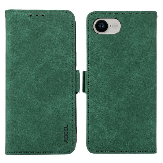 For iPhone 16e ABEEL Frosted Magnetic RFID Leather Phone Case(Green) - iPhone 16e Cases by PMC Jewellery | Online Shopping South Africa | PMC Jewellery | Buy Now Pay Later Mobicred