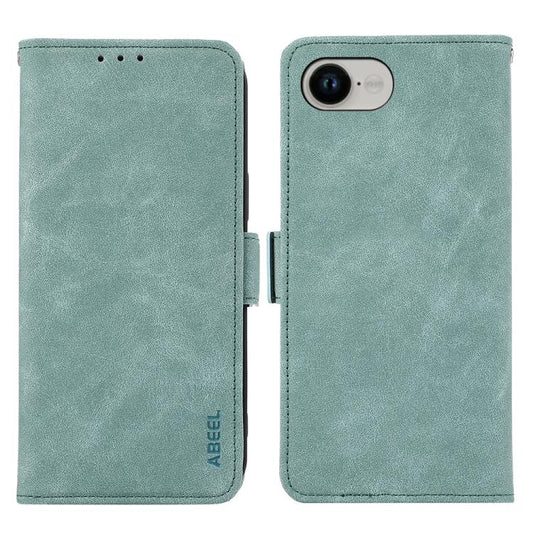 For iPhone 16e ABEEL Frosted Magnetic RFID Leather Phone Case(Cyan) - iPhone 16e Cases by PMC Jewellery | Online Shopping South Africa | PMC Jewellery | Buy Now Pay Later Mobicred