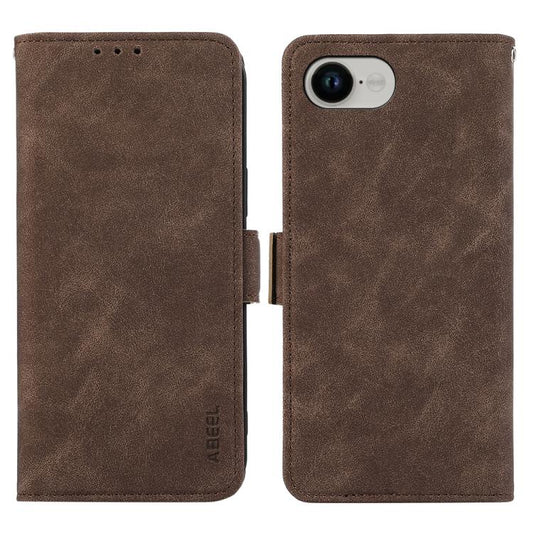 For iPhone 16e ABEEL Frosted Magnetic RFID Leather Phone Case(Brown) - iPhone 16e Cases by PMC Jewellery | Online Shopping South Africa | PMC Jewellery | Buy Now Pay Later Mobicred