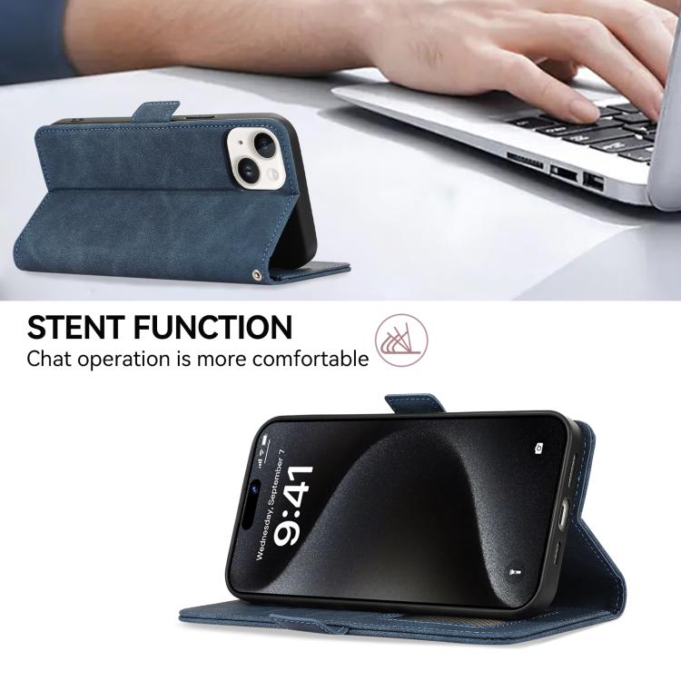 For iPhone 17 Air ABEEL Frosted Magnetic RFID Leather Phone Case(Blue) - free shipping - PMc TechLife - Order now!
