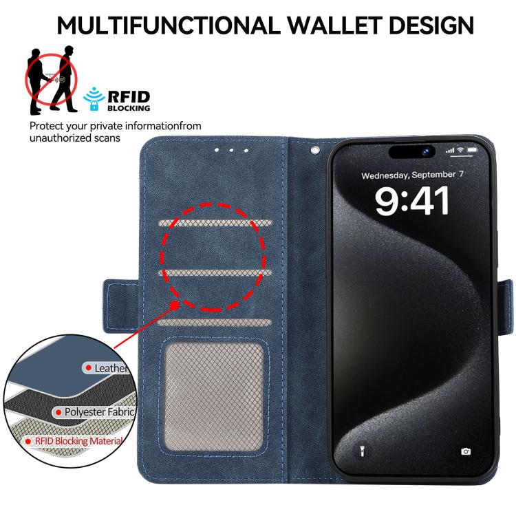 For iPhone 17 Air ABEEL Frosted Magnetic RFID Leather Phone Case(Blue) - free shipping - PMc TechLife - Order now!