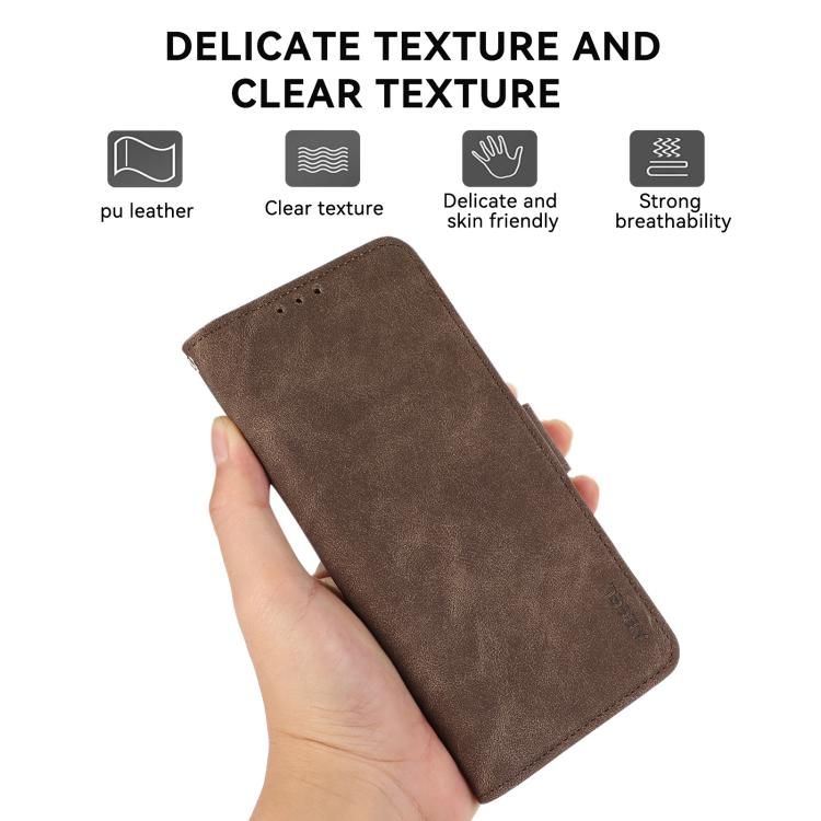 For iPhone 17 Air ABEEL Frosted Magnetic RFID Leather Phone Case(Brown) - free shipping - PMc TechLife - Order now!