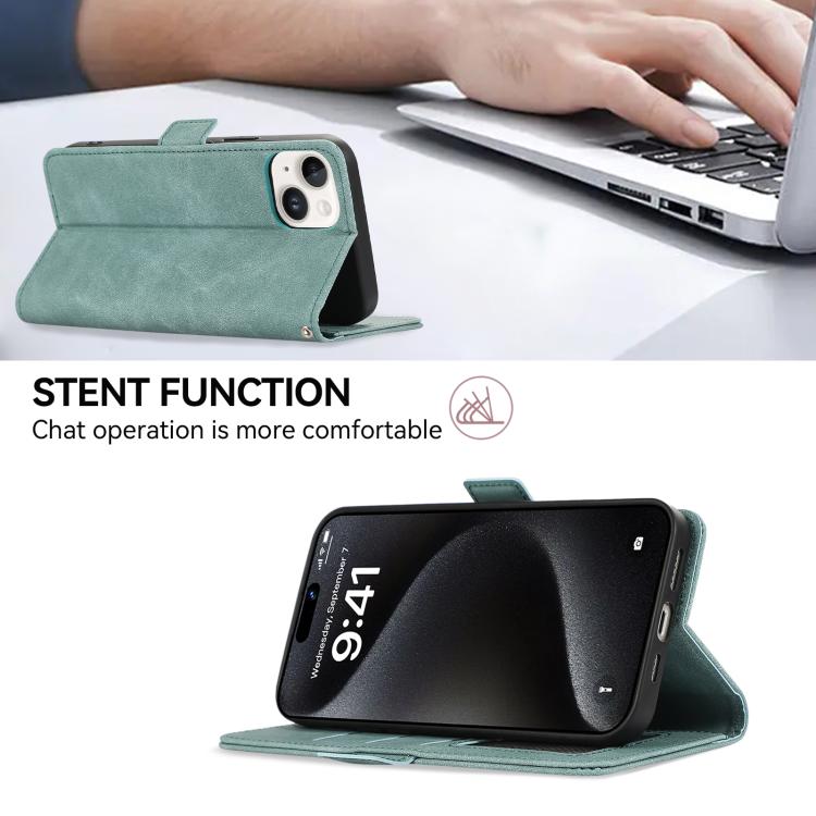 For iPhone 17 Pro Max ABEEL Frosted Magnetic RFID Leather Phone Case(Cyan) - free shipping - PMc TechLife - Order now!
