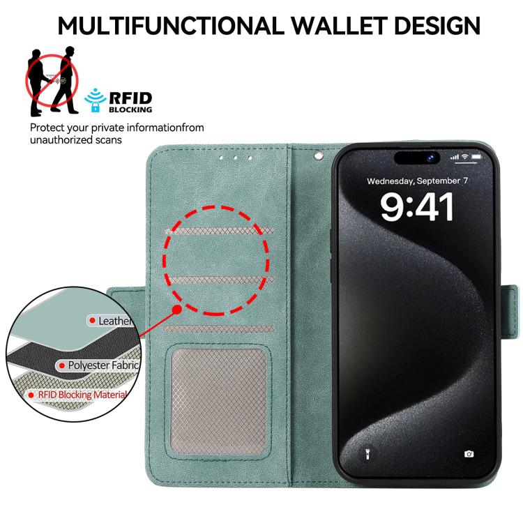 For iPhone 17 Pro Max ABEEL Frosted Magnetic RFID Leather Phone Case(Cyan) - free shipping - PMc TechLife - Order now!