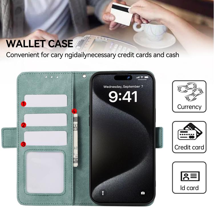 For iPhone 17 Pro Max ABEEL Frosted Magnetic RFID Leather Phone Case(Cyan) - free shipping - PMc TechLife - Order now!