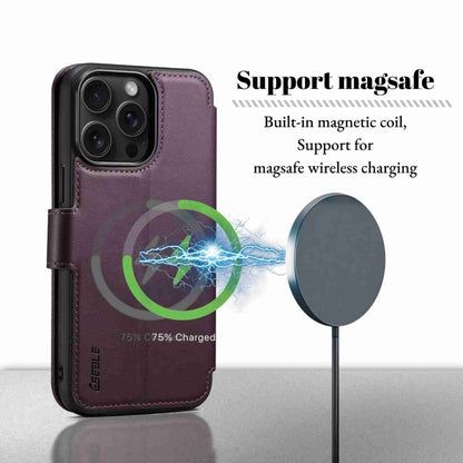 For iPhone 15 Plus / 14 Plus ESEBLE E1 Nappa Texture MagSafe Holder Leather Phone Case(Dark Purple) - iPhone 14 Plus Cases by ESEBLE | Online Shopping South Africa | PMC Jewellery | Buy Now Pay Later Mobicred