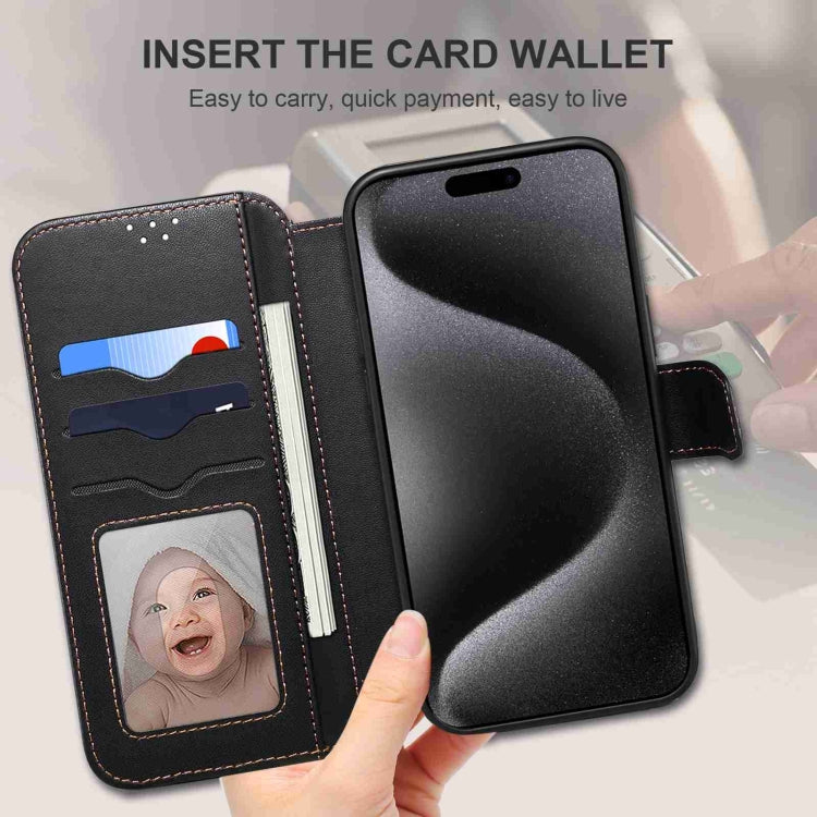 For iPhone 15 Plus / 14 Plus ESEBLE E1 Nappa Texture MagSafe Holder Leather Phone Case(Black) - free shipping - PMC Jewellery - Order now!