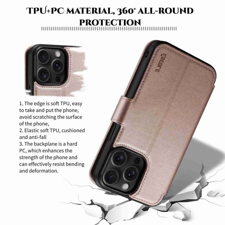 For iPhone 14 Pro ESEBLE E1 Nappa Texture MagSafe Holder Leather Phone Case(Rose Gold) - free shipping - PMC Jewellery - Order now!