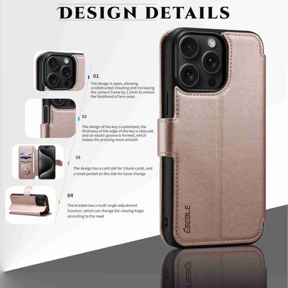 For iPhone 14 Pro ESEBLE E1 Nappa Texture MagSafe Holder Leather Phone Case(Rose Gold) - iPhone 14 Pro Cases by ESEBLE | Online Shopping South Africa | PMC Jewellery | Buy Now Pay Later Mobicred