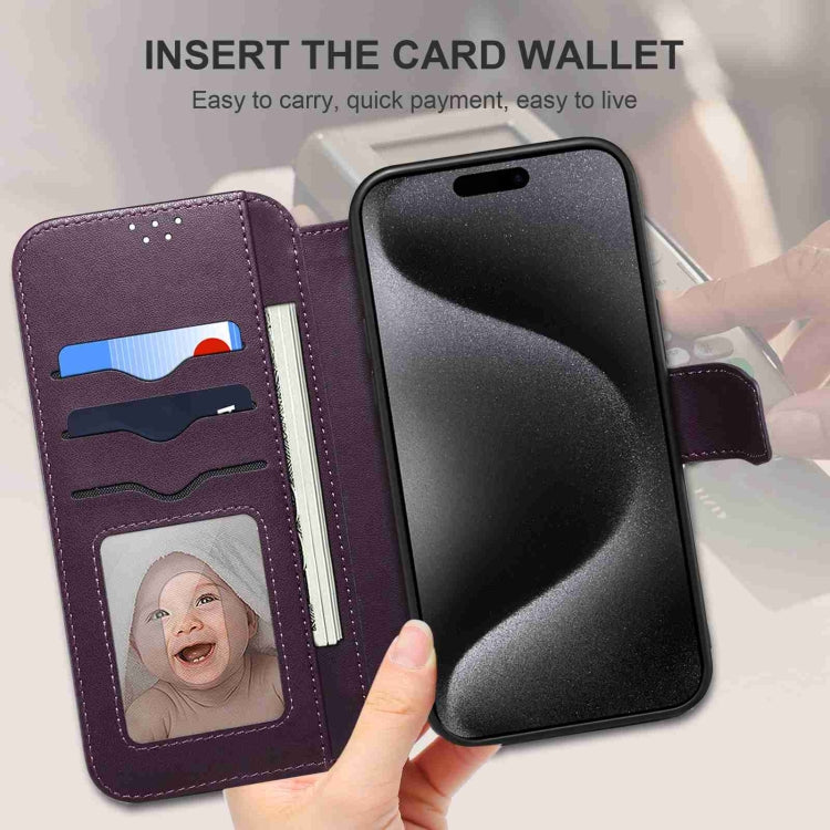 For iPhone 15 Pro ESEBLE E1 Nappa Texture MagSafe Holder Leather Phone Case(Dark Purple) - free shipping - PMC Jewellery - Order now!