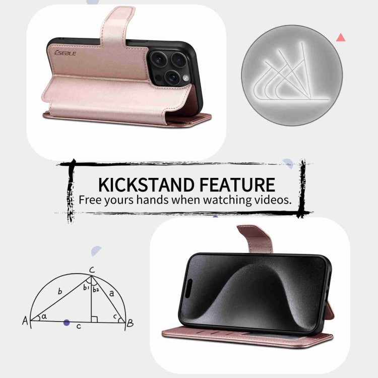 For iPhone 15 Pro Max ESEBLE E1 Nappa Texture MagSafe Holder Leather Phone Case(Rose Gold) - free shipping - PMC Jewellery - Order now!