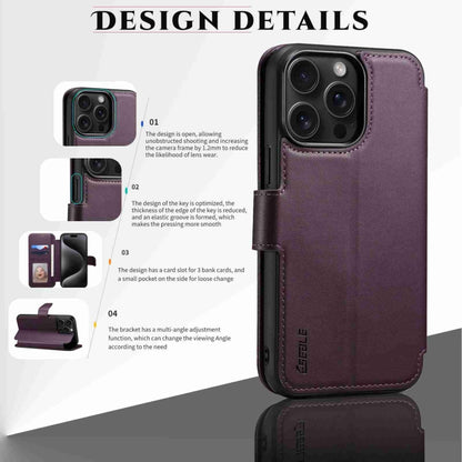 For iPhone 15 Pro Max ESEBLE E1 Nappa Texture MagSafe Holder Leather Phone Case(Dark Purple) - iPhone 15 Pro Max Cases by ESEBLE | Online Shopping South Africa | PMC Jewellery | Buy Now Pay Later Mobicred