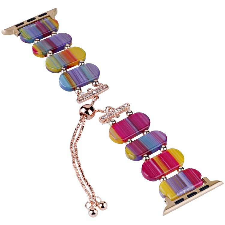 For Apple Watch Series 9 45mm Resin Retractable Chain Watch Band(Rainbow) - Watch Bands by PMC TechLife | Online Shopping South Africa | PMC TechLife