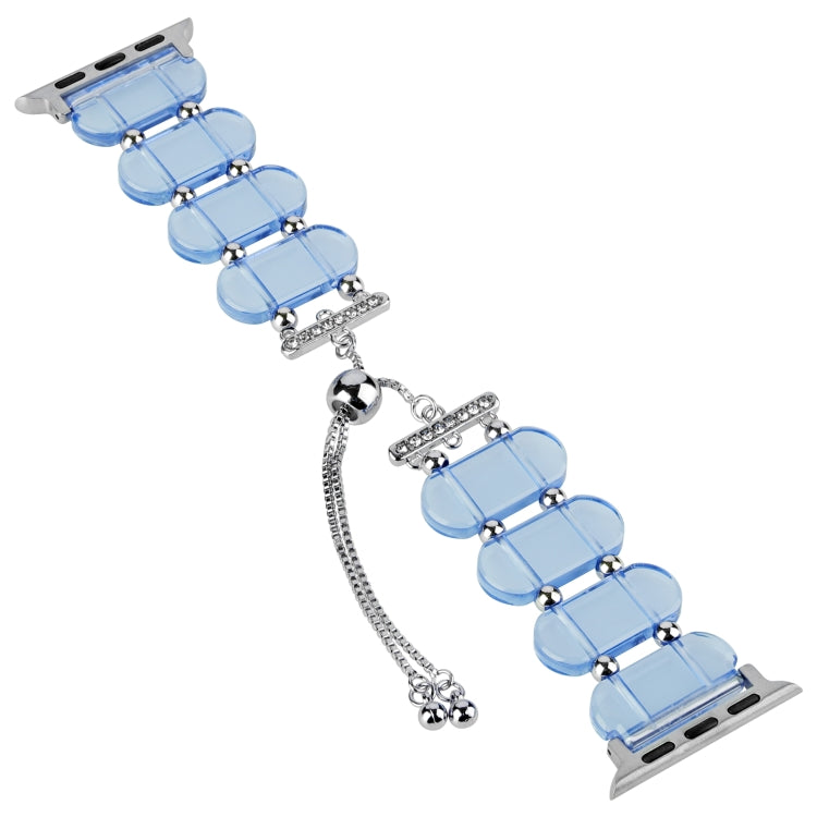 For Apple Watch Series 9 41mm Resin Retractable Chain Watch Band(Blue) - Watch Bands by PMC TechLife | Online Shopping South Africa | PMC TechLife