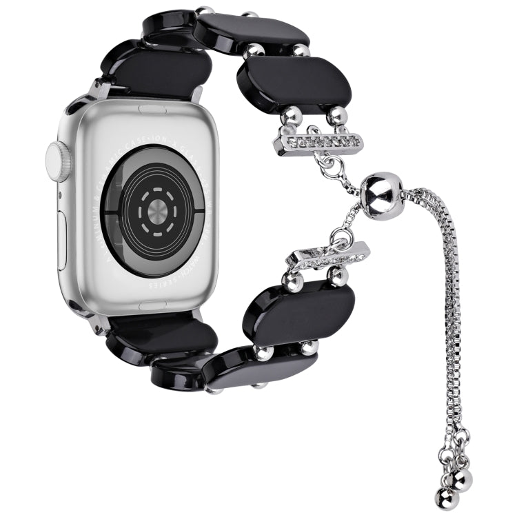 For Apple Watch Series 9 41mm Resin Retractable Chain Watch Band(Black) - Watch Bands by PMC TechLife | Online Shopping South Africa | PMC TechLife