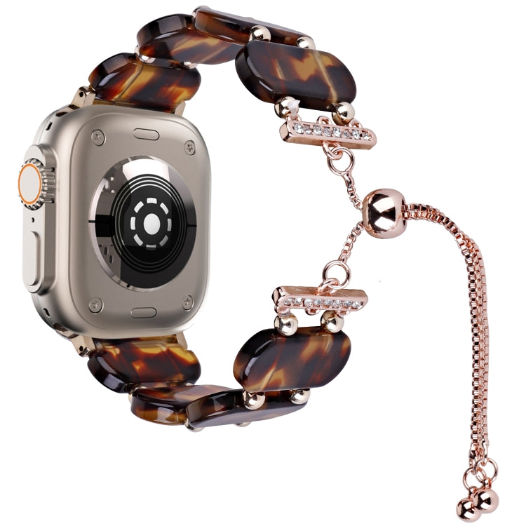 For Apple Watch Ultra 49mm Resin Retractable Chain Watch Band(Tortoiseshell) - Watch Bands by PMC Jewellery | Online Shopping South Africa | PMC Jewellery