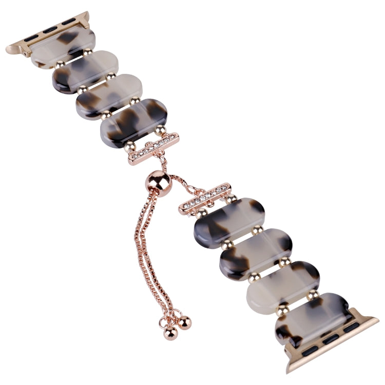For Apple Watch Series 8 41mm Resin Retractable Chain Watch Band(Brown White) - Watch Bands by PMC TechLife | Online Shopping South Africa | PMC TechLife