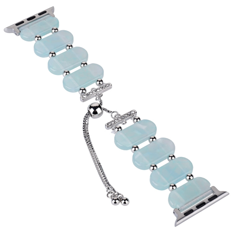 For Apple Watch Series 8 45mm Resin Retractable Chain Watch Band(Ice Blue) - Watch Bands by PMC TechLife | Online Shopping South Africa | PMC TechLife
