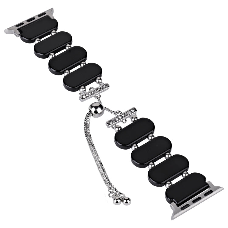 For Apple Watch Series 8 45mm Resin Retractable Chain Watch Band(Black) - Watch Bands by PMC TechLife | Online Shopping South Africa | PMC TechLife
