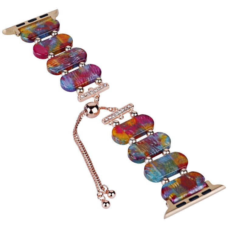 For Apple Watch Series 8 45mm Resin Retractable Chain Watch Band(Pearlescent Rainbow) - free shipping - PMC TechLife - Order now!