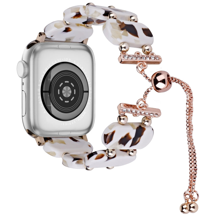 For Apple Watch Series 7 41mm Resin Retractable Chain Watch Band(Nougat) - Watch Bands by PMC Jewellery | Online Shopping South Africa | PMC Jewellery