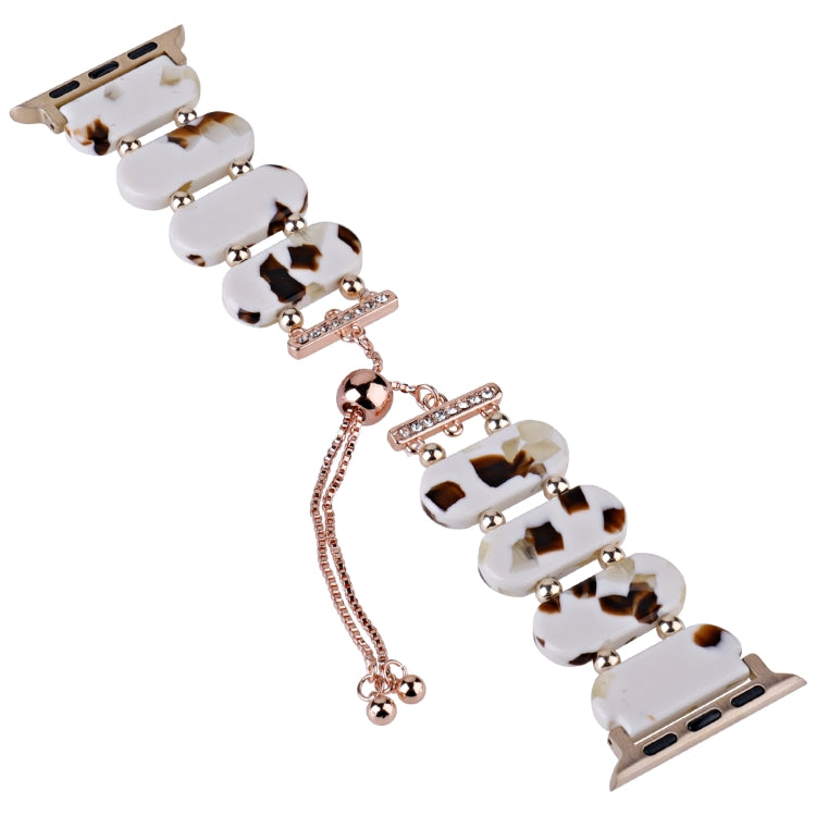 For Apple Watch Series 7 45mm Resin Retractable Chain Watch Band(Nougat) - Watch Bands by PMC TechLife | Online Shopping South Africa | PMC TechLife