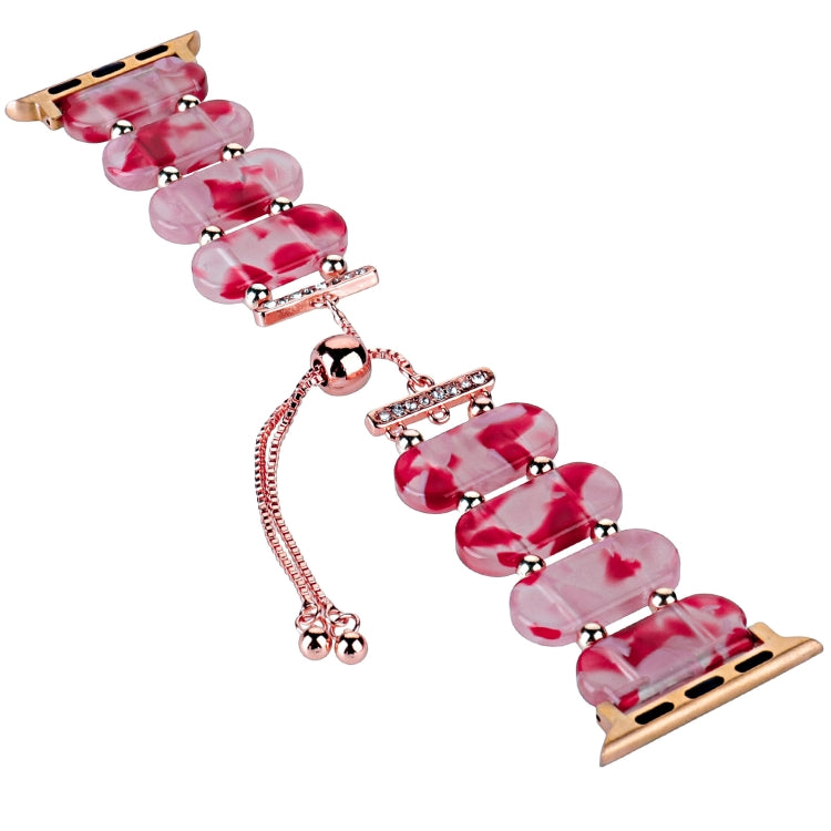 For Apple Watch SE 40mm Resin Retractable Chain Watch Band(Rose Red) - Watch Bands by PMC TechLife | Online Shopping South Africa | PMC TechLife