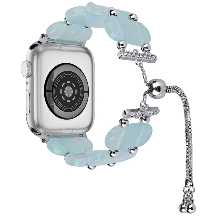 For Apple Watch SE 44mm Resin Retractable Chain Watch Band(Ice Blue) - Watch Bands by PMC TechLife | Online Shopping South Africa | PMC TechLife