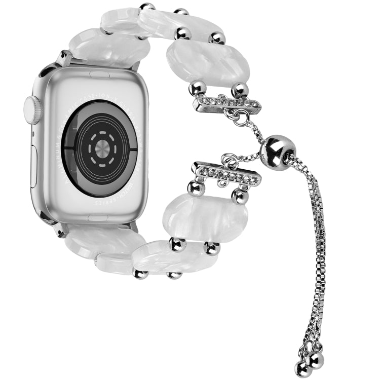 For Apple Watch Series 6 44mm Resin Retractable Chain Watch Band(Pearl White) - Watch Bands by PMC Jewellery | Online Shopping South Africa | PMC Jewellery