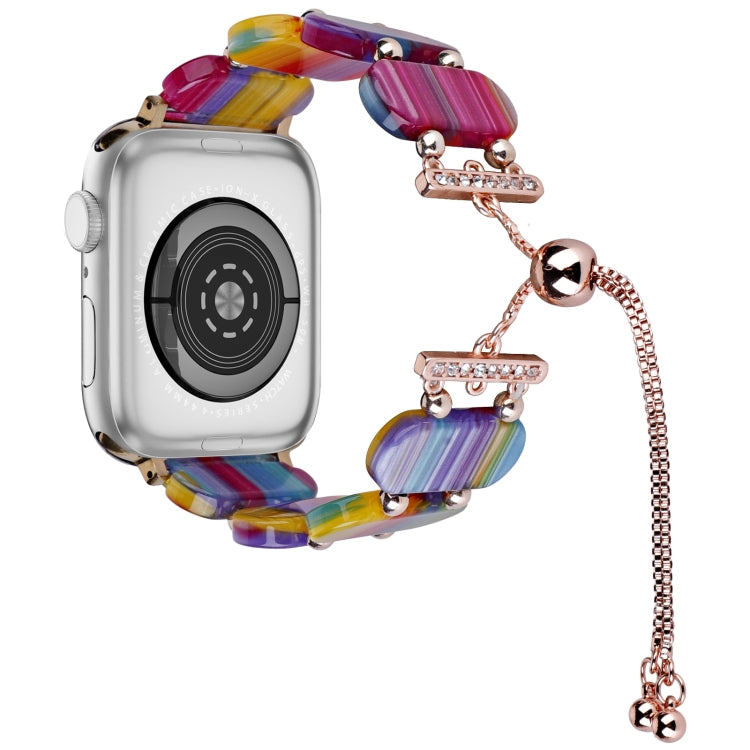 For Apple Watch Series 6 44mm Resin Retractable Chain Watch Band(Rainbow) - Watch Bands by PMC TechLife | Online Shopping South Africa | PMC TechLife