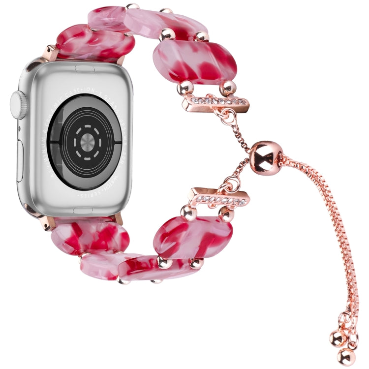 For Apple Watch Series 4 40mm Resin Retractable Chain Watch Band(Rose Red) - Watch Bands by PMC TechLife | Online Shopping South Africa | PMC TechLife