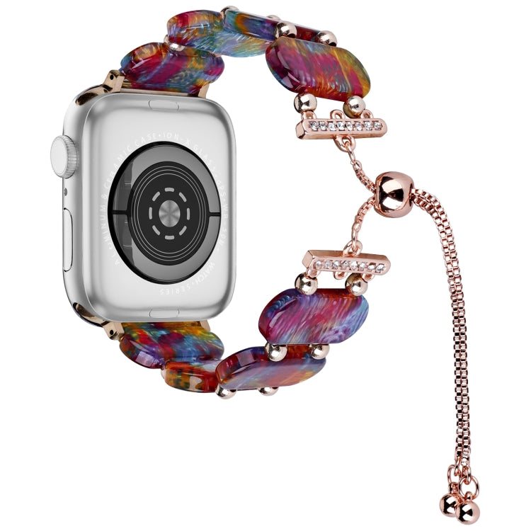 For Apple Watch Series 3 42mm Resin Retractable Chain Watch Band(Pearlescent Rainbow) - Watch Bands by PMC TechLife | Online Shopping South Africa | PMC TechLife