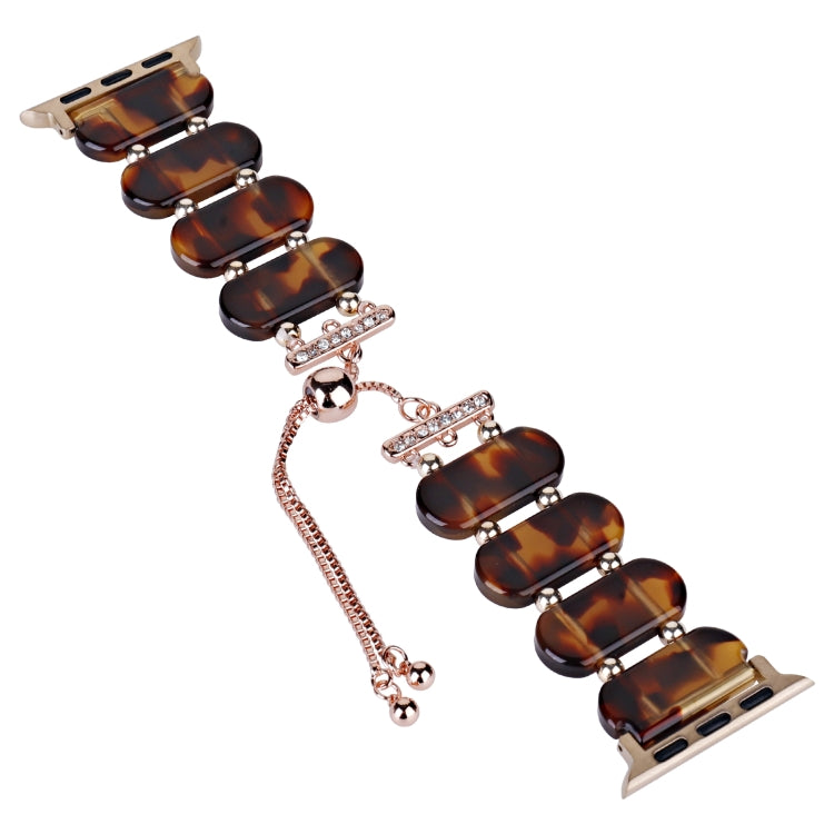 For Apple Watch Series 2 42mm Resin Retractable Chain Watch Band(Tortoiseshell) - Watch Bands by PMC TechLife | Online Shopping South Africa | PMC TechLife