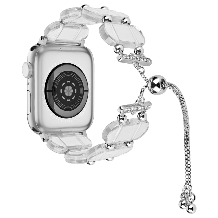 For Apple Watch Series 2 38mm Resin Retractable Chain Watch Band(Transparent) - Watch Bands by PMC TechLife | Online Shopping South Africa | PMC TechLife