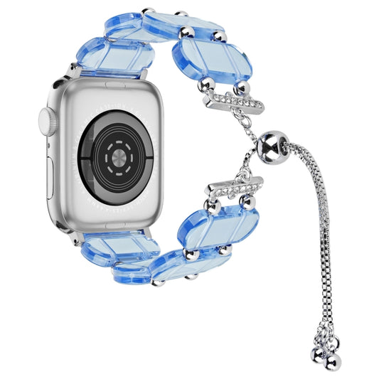 For Apple Watch 38mm Resin Retractable Chain Watch Band(Blue) - Watch Bands by PMC Jewellery | Online Shopping South Africa | PMC Jewellery