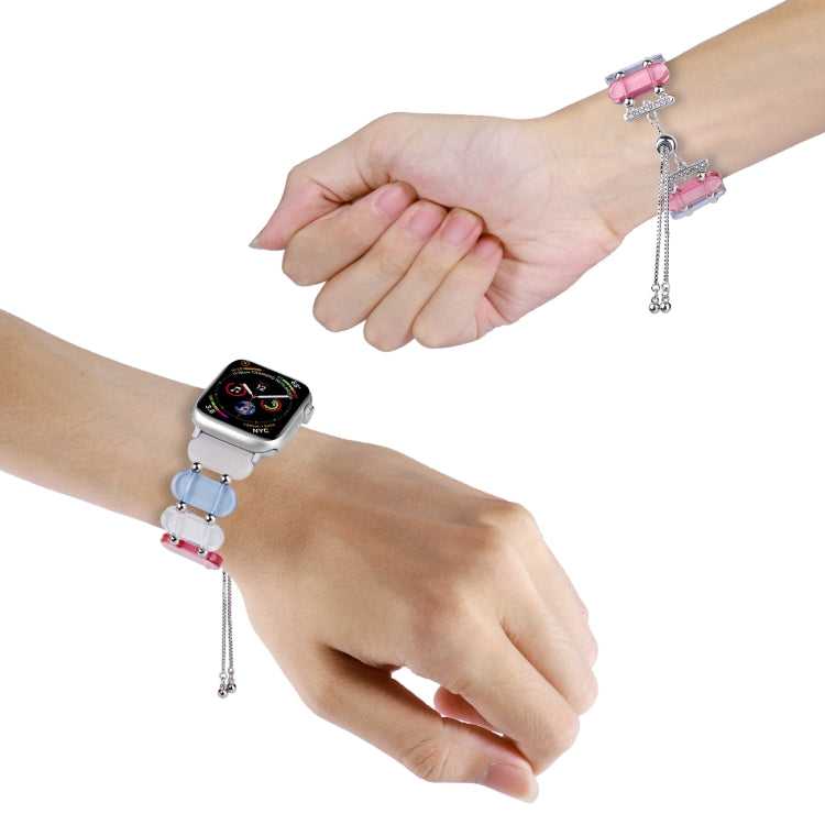 For Apple Watch Series 3 38mm Resin Retractable Chain Watch Band(Pink) - Watch Bands by PMC Jewellery | Online Shopping South Africa | PMC Jewellery