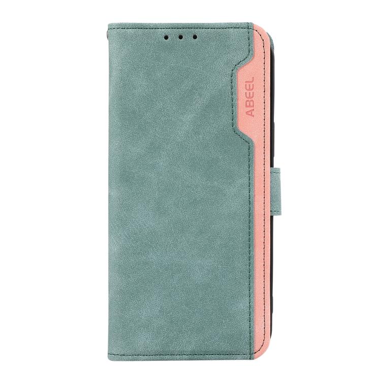 For iPhone 17 Air ABEEL Color Block Magnetic RFID Leather Phone Case(Cyan-Pink) - free shipping - PMc TechLife - Order now!