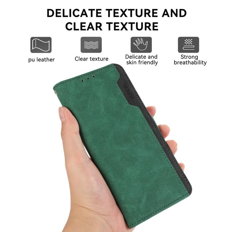 For iPhone 17 Pro ABEEL Color Block Magnetic RFID Leather Phone Case(Green-Black) - free shipping - PMc TechLife - Order now!